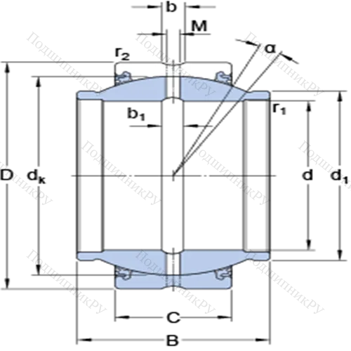 Радиальные сферические подшипники скольжения с контактными поверхностями сталь/сталь, требующие техобслуживания GEZM 100 ESX-2LS от производителя  SKF