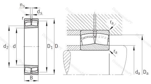 Сферический роликовый подшипник с конической посадкой на вал 22320 E 1K от производителя  FAG