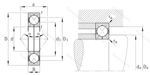 Радиально-упорный шариковый подшипник QJ 212 XL MPA от производителя  FAG Радиально-упорный шариковый подшипник QJ 212 XL MPA от производителя  FAG
