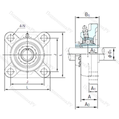 Подшипниковый узел шариковый радиальный UKFX 12+H 2312