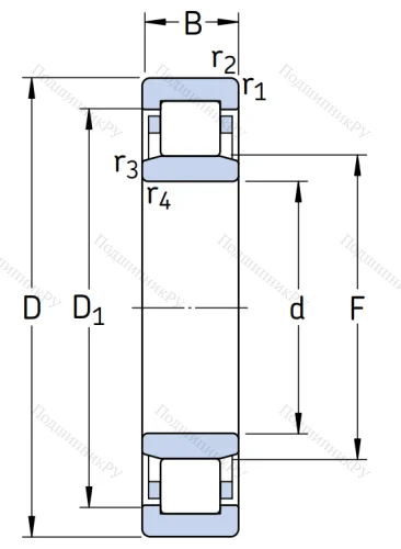 Роликовый цилиндрический подшипник NU 308 ECP от производителя  SKF Роликовый цилиндрический подшипник NU 308 ECP от производителя  SKF