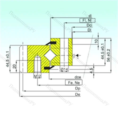 Подшипник роликовый опорно-поворотный ER 1.14.0644.200-1STPN