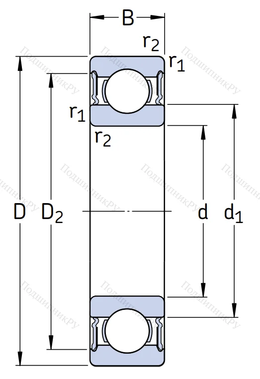 Однорядный шариковый подшипник 630/8 2RS 1