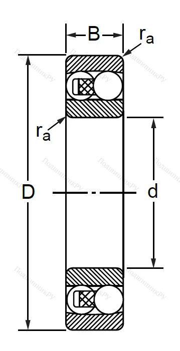 Двухрядный шариковый подшипник 1506 2RS E (2206 2RSTN) в Тюмени