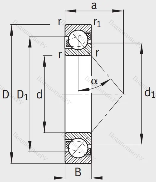Однорядный шариковый подшипник 7307 B XL TVP