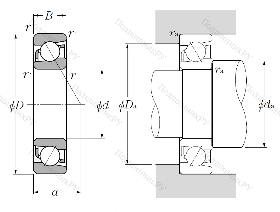Однорядный шариковый подшипник 7024 (46124)