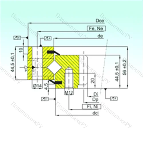 Подшипник роликовый опорно-поворотный ZR 1.14.0744.201-3SPTN