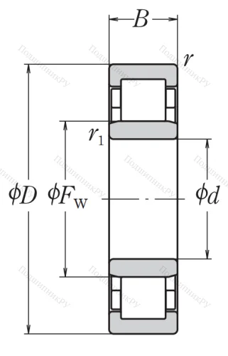 Роликовый цилиндрический подшипник NU 305 ET от производителя  NSK Роликовый цилиндрический подшипник NU 305 ET от производителя  NSK