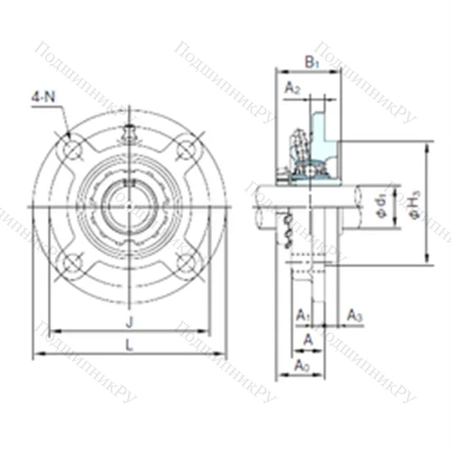 Подшипниковый узел шариковый радиальный UKFC 212+H 2312