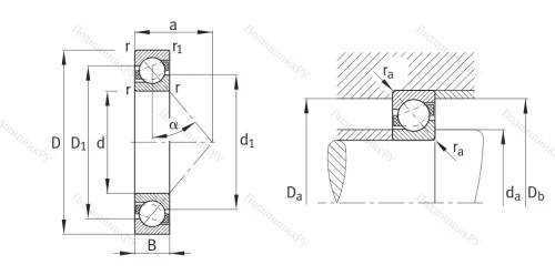 Однорядный шариковый подшипник 7205 B XL TVP от производителя  FAG Однорядный шариковый подшипник 7205 B XL TVP от производителя  FAG