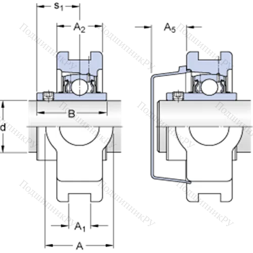 Натяжные подшипниковые узлы типа Y (литой корпус, крепление стопорными винтами) TU 1.3/8 TF