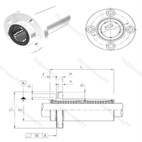 Подшипник шариковый линейный LMEFP 8L от производителя  Samick