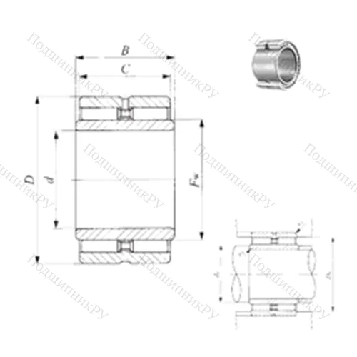 Подшипник игольчатый радиальный GBRI 223520