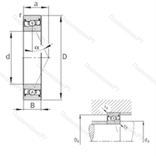 Подшипник шариковый радиально-упорный HSS 7011-E-T-P 4S
