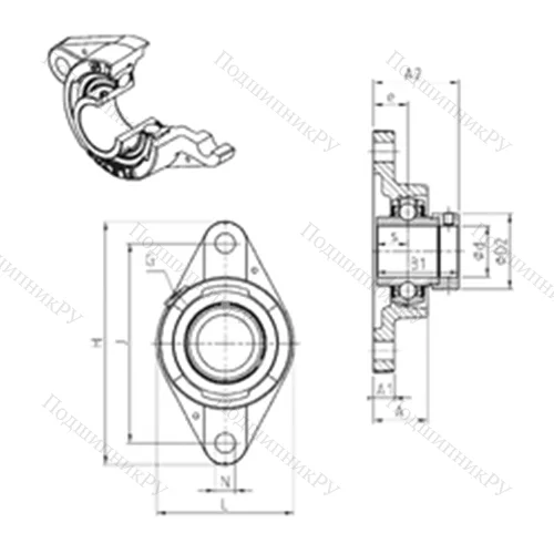 Подшипниковый узел шариковый радиальный EXFLE 209