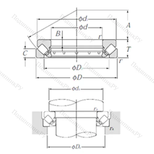 Подшипник роликовый упорно-радиальный 29415 от производителя  NTN Подшипник роликовый упорно-радиальный 29415 от производителя  NTN