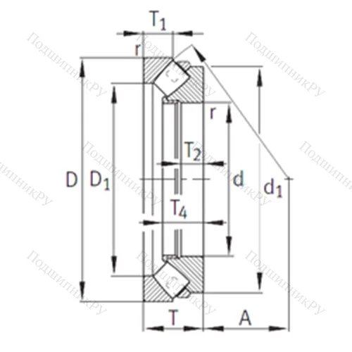 Подшипник роликовый упорно-радиальный 29480-E 1-MB от производителя  INA