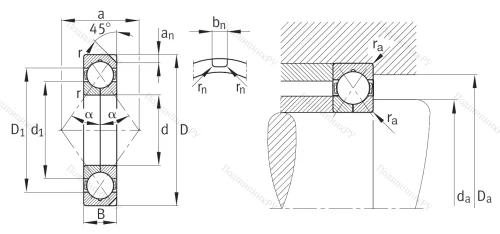 Радиально-упорный шариковый подшипник QJ 320 N 2MPA от производителя  FAG Радиально-упорный шариковый подшипник QJ 320 N 2MPA от производителя  FAG
