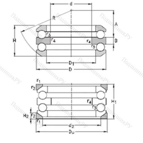 Подшипник шариковый упорный 54411+U 411