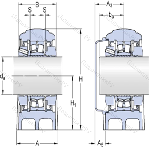 Стационарные роликоподшипниковые узлы ( ConCentra, для метрических валов) SYNT 45 L