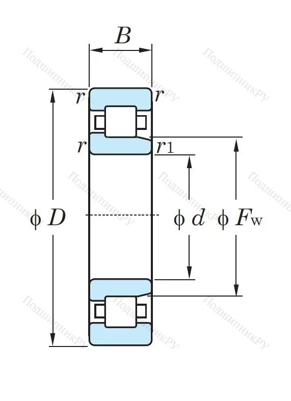Роликовый цилиндрический подшипник NJ 210