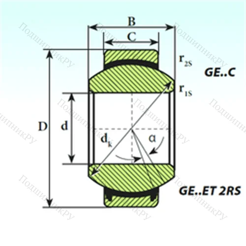 Подшипник скольжения сферический GE 20 ET 2RS
