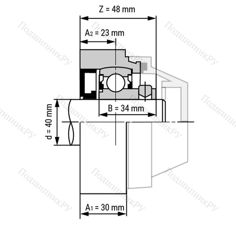 Подшипниковый узел WP-SSBFL 208 - Вал: 40 мм