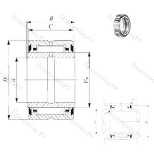 Подшипник игольчатый радиальный BRI 223520 UU