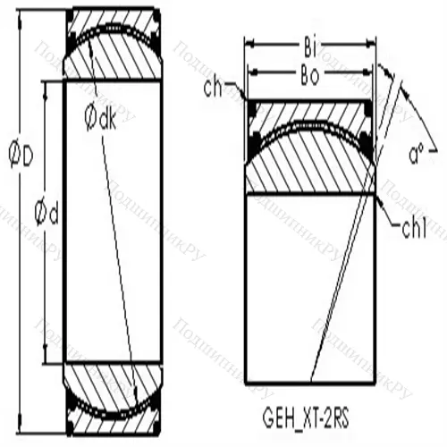 Подшипник скольжения сферический GEH 320XT-2RS