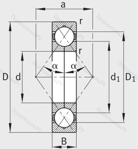 Радиально-упорный шариковый подшипник QJ 213 XL MPA от производителя  FAG Радиально-упорный шариковый подшипник QJ 213 XL MPA от производителя  FAG
