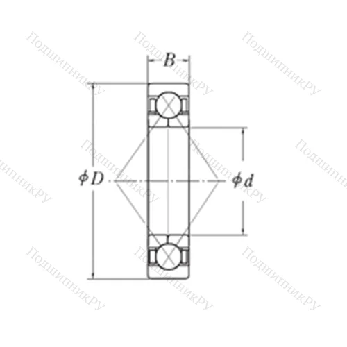 Подшипник шариковый радиально-упорный с четырёхточечным контактом QJL 1.3/4