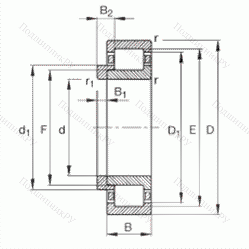 Подшипник роликовый радиальный NJ 2228-E-M 1 + HJ 2228-E от производителя  FAG Подшипник роликовый радиальный NJ 2228-E-M 1 + HJ 2228-E от производителя  FAG