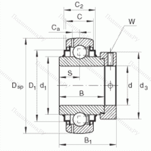 Подшипник шариковый закрепляемый GE 45-KRR-B-FA 125.5 от производителя  INA Подшипник шариковый закрепляемый GE 45-KRR-B-FA 125.5 от производителя  INA