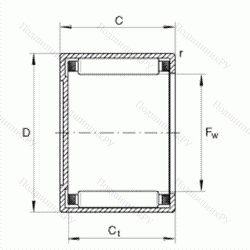 Подшипник роликовый игольчатый с одним наружным штампованным кольцом, закрытым с одной стороны BK 0509