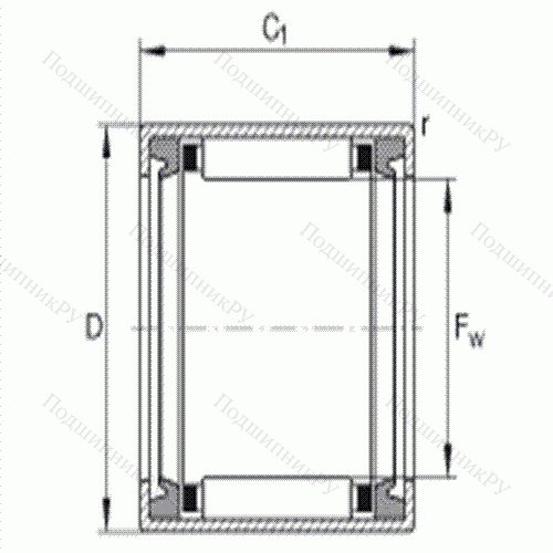 Подшипник роликовый игольчатый с одним наружным штампованным кольцом HK 5024-2RS от производителя  INA Подшипник роликовый игольчатый с одним наружным штампованным кольцом HK 5024-2RS от производителя  INA