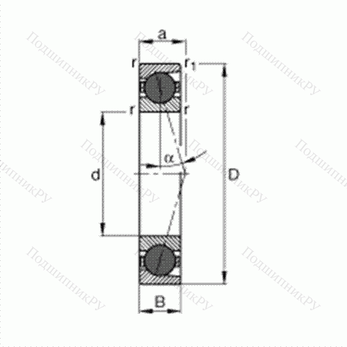 Подшипник шпиндельный HCB 7018-C-T-P 4S от производителя  FAG Подшипник шпиндельный HCB 7018-C-T-P 4S от производителя  FAG